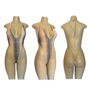 Chic Beige and Black snakeskin exotic dancewear